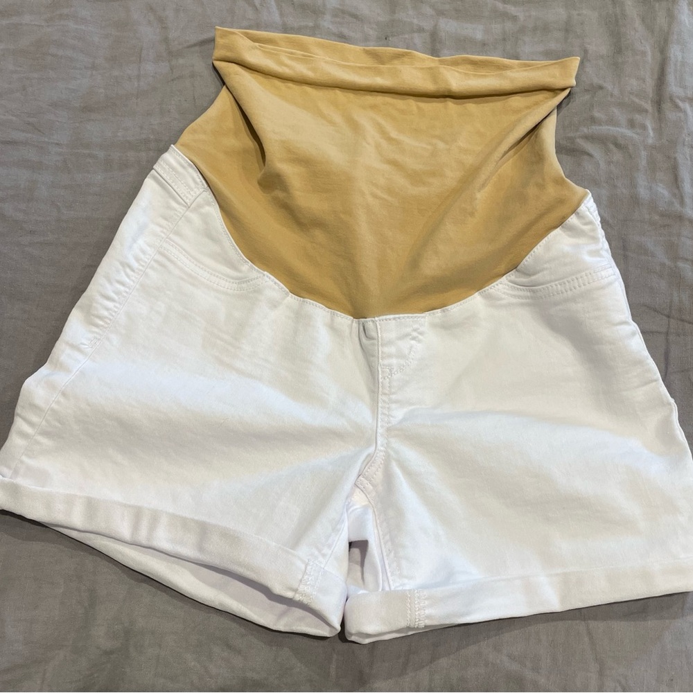 Belly Band Roll Cuff Maternity Denim Shorts